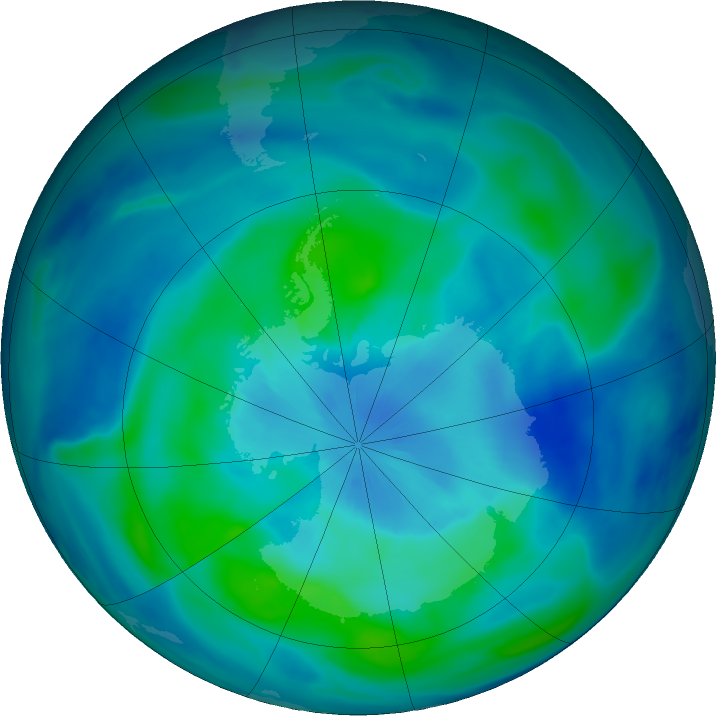 Antarctic ozone map for 18 March 2021